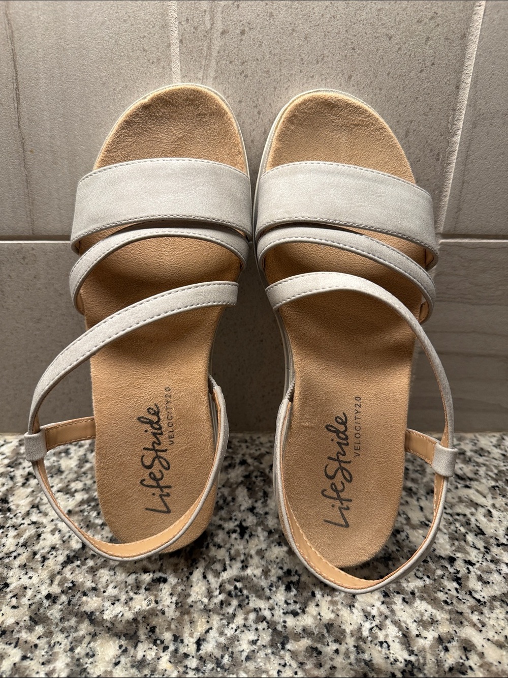 Life Stride Light Gray Multi-Strap Women's Sandals, Size 7